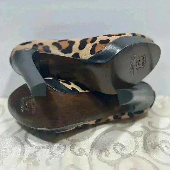 NWT!Stuart Weitzman Leopard Pony hair Criss Cross Peep Toe Platform Heels Size 8 - Picture 7 of 11